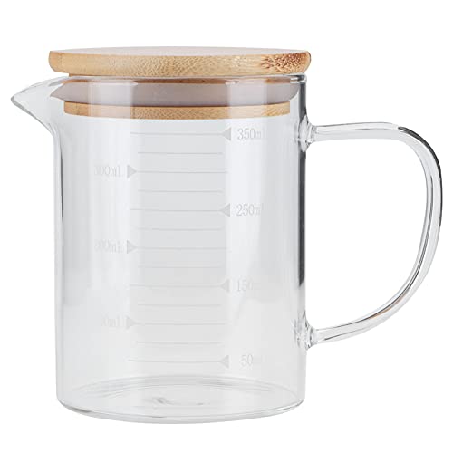 Messbecher aus Borosilikatglas mit Deckel, Hitzebeständiger Wasserbecher für Heiße und Kalte Getränke, Kochender Tee, Kaffee und Wasser (350 ml) von Atyhao