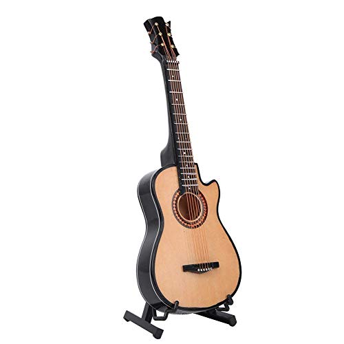 Miniatur gitarre, Mini Holz Akustikgitarre Modell mit Ständer und Koffer Musikinstrument Modell Hobby Sammlerstücke Geschenk[20 cm]Figuren von Atyhao