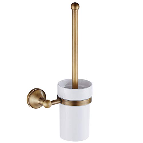 WC-Bürstenhalter-Set, Europäisches Luxuriöses Antikes Bronze-Toilettenbürsten-Halter-Set Wandmontiertes Badezimmer-Accessoires aus Messing von Atyhao