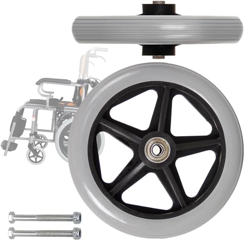 AuLYn 2 Stück Rollstuhl-Vorderräder Ersatz 6" 7" 8" Vollreifen Universal-Ersatzteilwerkzeug, Vorderrad-Rollstuhl-Ersatz Für Rollstühle Rollatoren - Geräuschlos Und rutschfest (Grau 190 Mm (8 Zoll)) von AuLYn