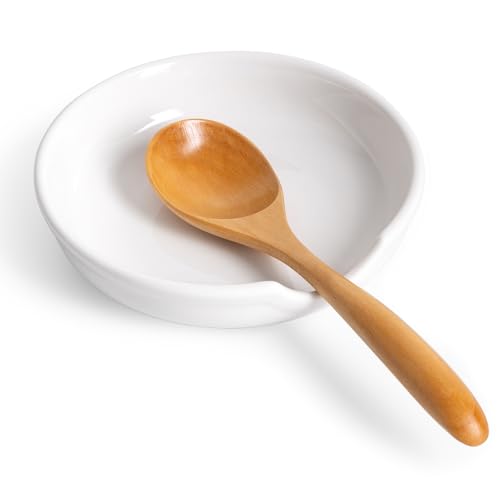 Auanlay Löffelablage für Küchenherd, Keramik-Löffelhalter für Theke, Kochutensilienablage, Kaffeelöffelhalter, Löffelablage für Schöpflöffel, Spatel (Weiß) von Auanlay