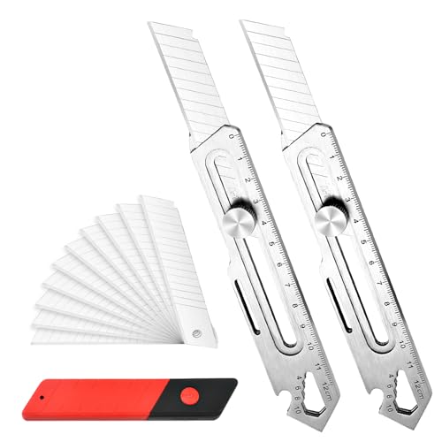 2 Stück Cuttermesser Profi, 8 in 1 Edelstahl Universalmesser, Cuttermesser Set mit 10 SK5 Ersatzklingen, Multifunktion Teppichmesser Metall für Gewerbe Heimwerker 2 Stück Cuttermesser Profi, 8 in 1 Edelstahl Universalmesser, Cuttermesser Set mit 10 SK5 Ersatzklingen, Multifunktion Teppichmesser Metall für Gewerbe Heimwerker von Auauraintt