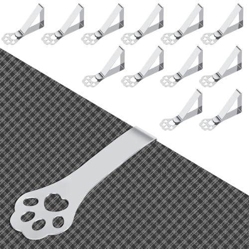 Auauraintt 12 Stück Tablecloth Clips, Katzenkrallen Stainless Steel Tischabdeckungsklemmen, Tischdeckenhalter für Dicke Tische, Tischdeckenclips für Gartentisch Restaurant Picnics Weddings von Auauraintt