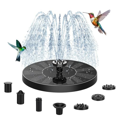 Auauraintt Solar Springbrunnen für Außen,Solar Springbrunnen Teichpumpe,Solar Springbrunnen mit 6 Sprüh Effekten, für Vogel-Bad,Teich,Wasserspiele,Fisch-Behälter,Garten（1W） von Auauraintt