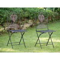 2x Gartenstuhl Paar Stuhl Bistrostuhl Eisen Antik-Stil Gartenmöbel Braun 2x Gartenstuhl Paar Stuhl Bistrostuhl Eisen Antik-Stil Gartenmöbel Braun von Aubaho