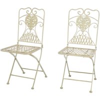 2x Gartenstuhl Stuhl Bistrostuhl Garten Eisen Antik Stil Creme Weiß von Aubaho