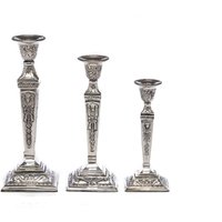 3Er Set Kerzenständer Kerzenleuchter Vernickelt Leuchter Candlestick Antik Stil von Aubaho