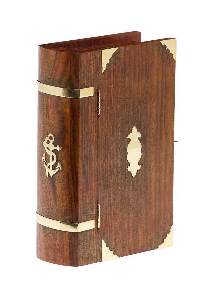 Aubaho Buchtresor Buchattrappe abschließbar Holz Box Schmuckschatulle Anker antik Stil b von Aubaho