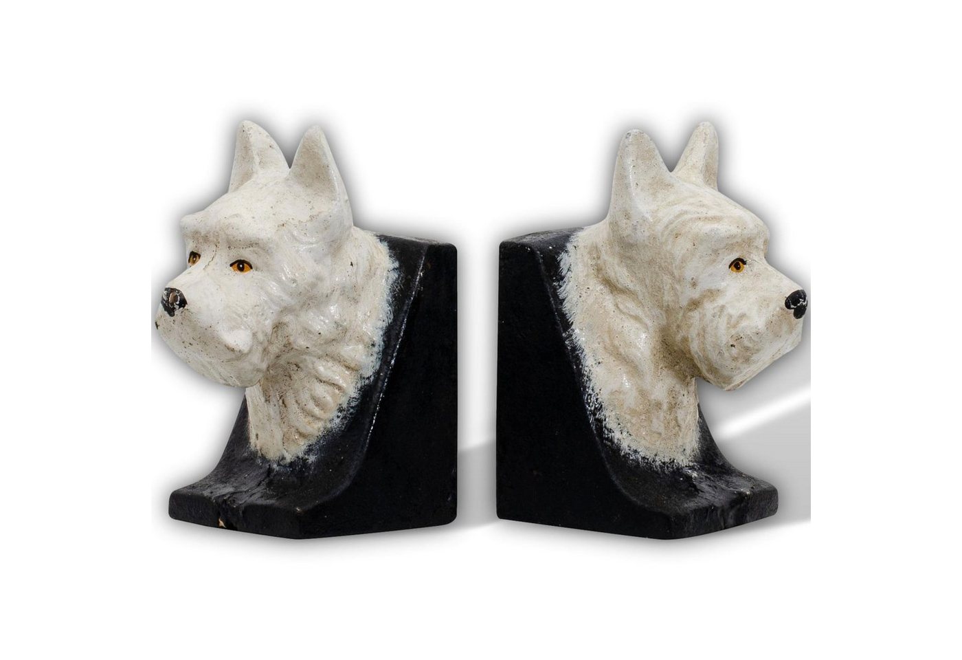 Aubaho Buchstütze 2 Buchstützen Buchständer Scottish Terrier Hund Kopf Figur Eisen 13cm von Aubaho