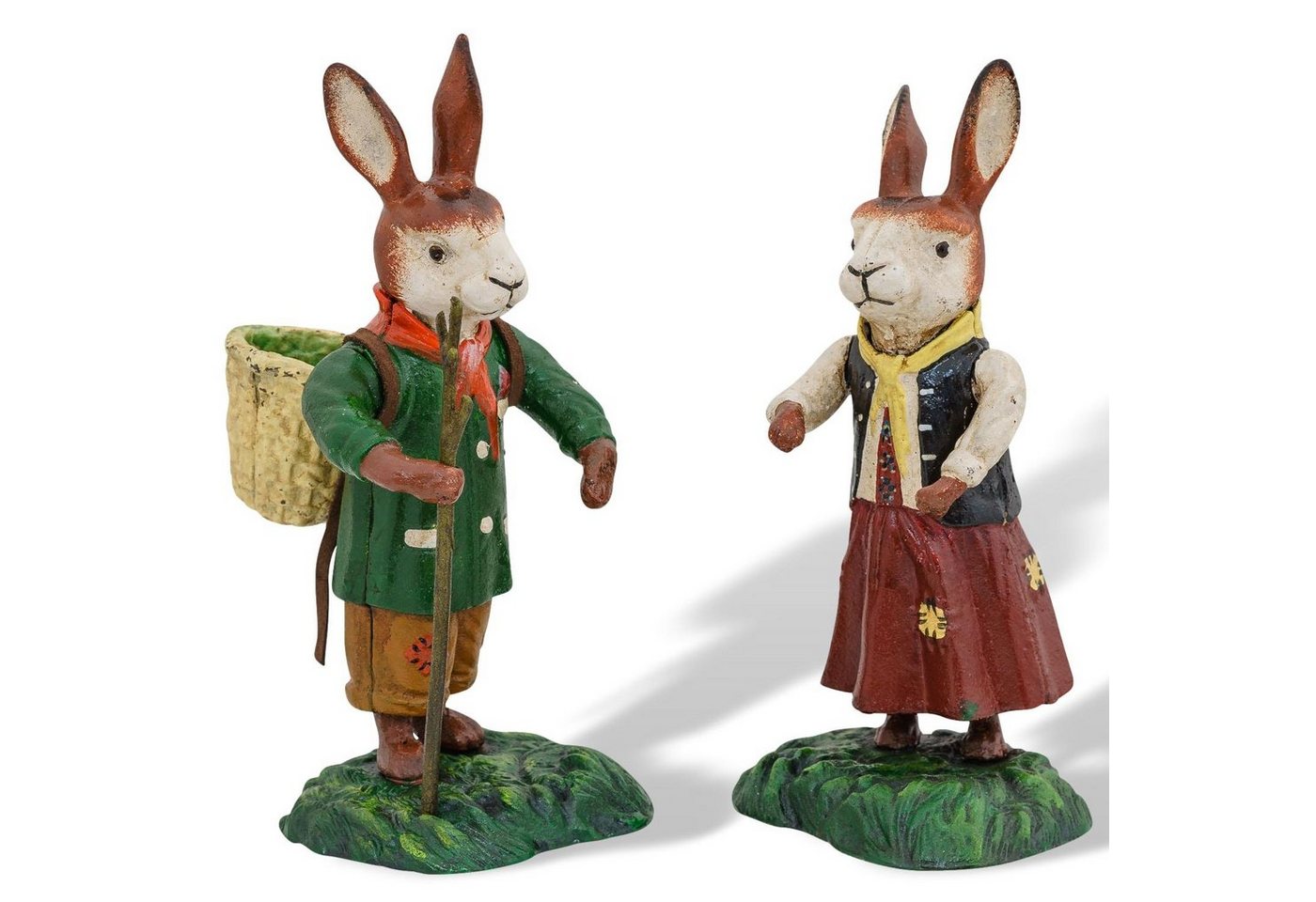 Aubaho Dekofigur Hasenpaar Hasen Osterhase Hase Eisen 23cm Antik-Stil von Aubaho