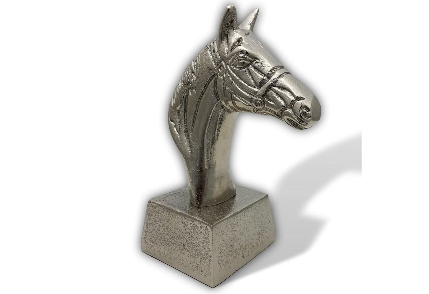 Aubaho Dekofigur Skulptur Pferd 19cm Büste Pferdekopf Statue Figur Aluminium Antik-Stil von Aubaho