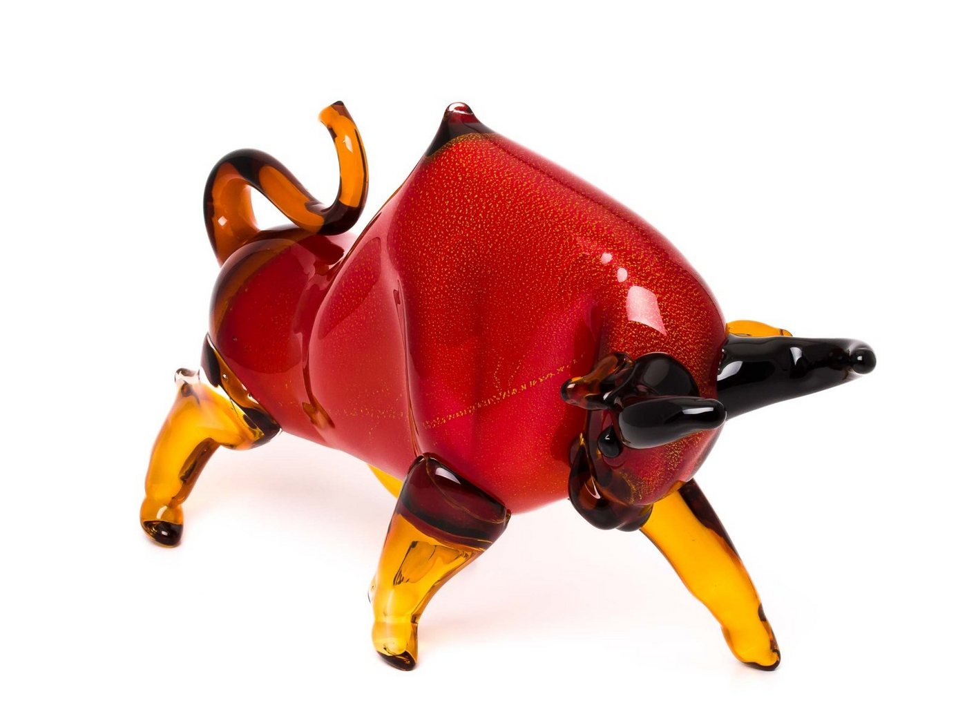 Aubaho Dekofigur Stier aus Glas Figur rot Dekoration große Skulptur 50cm glass bull tau von Aubaho