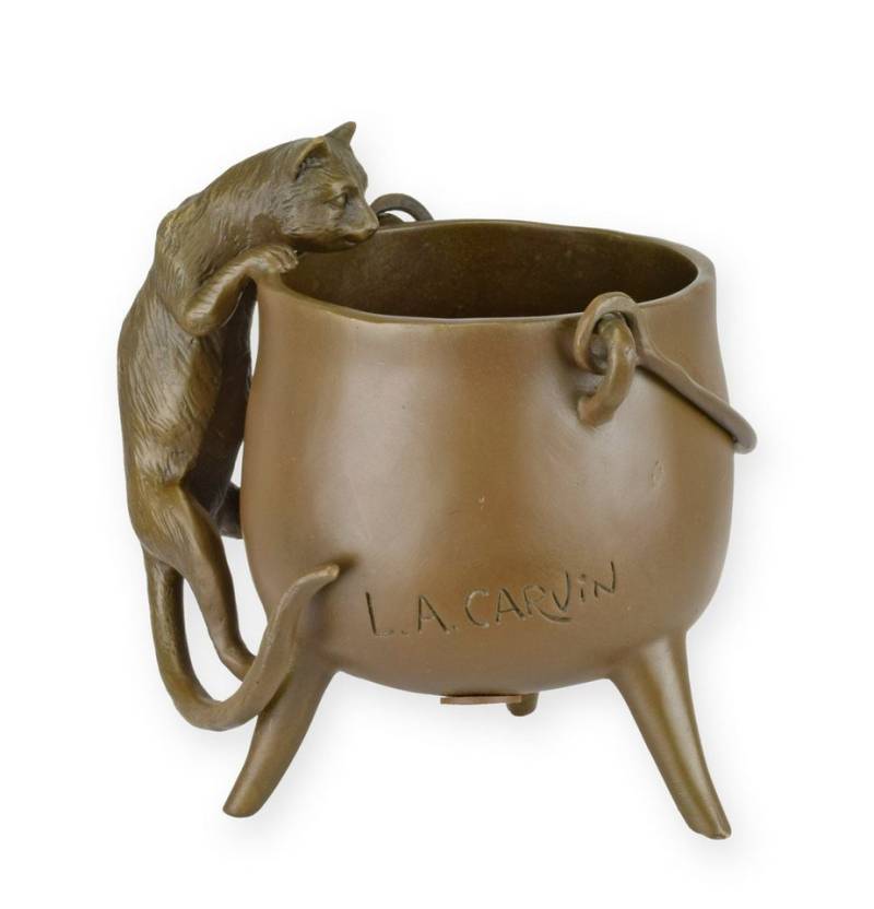 Aubaho Dekoobjekt Bronzeskulptur Katze mit Topf nach Carvin Replikat Retro Design Dekora Aubaho Dekoobjekt Bronzeskulptur Katze mit Topf nach Carvin Replikat Retro Design Dekora von Aubaho