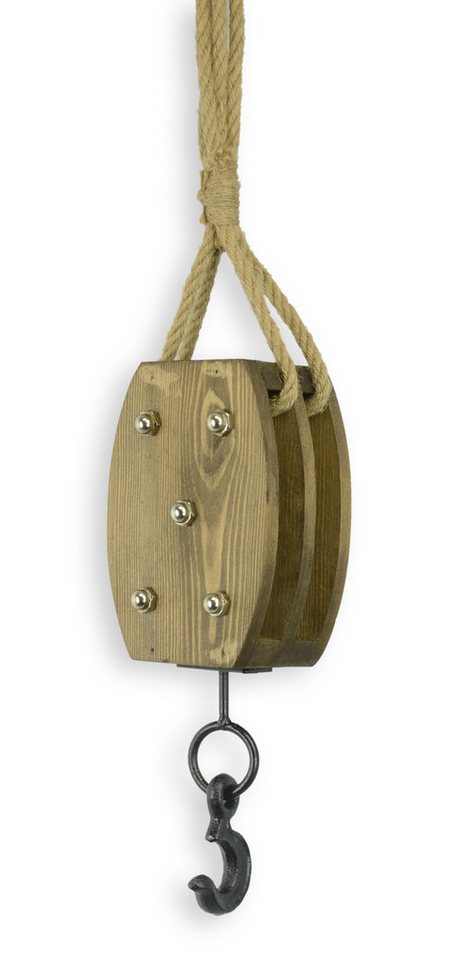 Aubaho Dekoobjekt Deko Flaschenzug Hebehaken aus Holz Replikat Retro Design Dekoration von Aubaho
