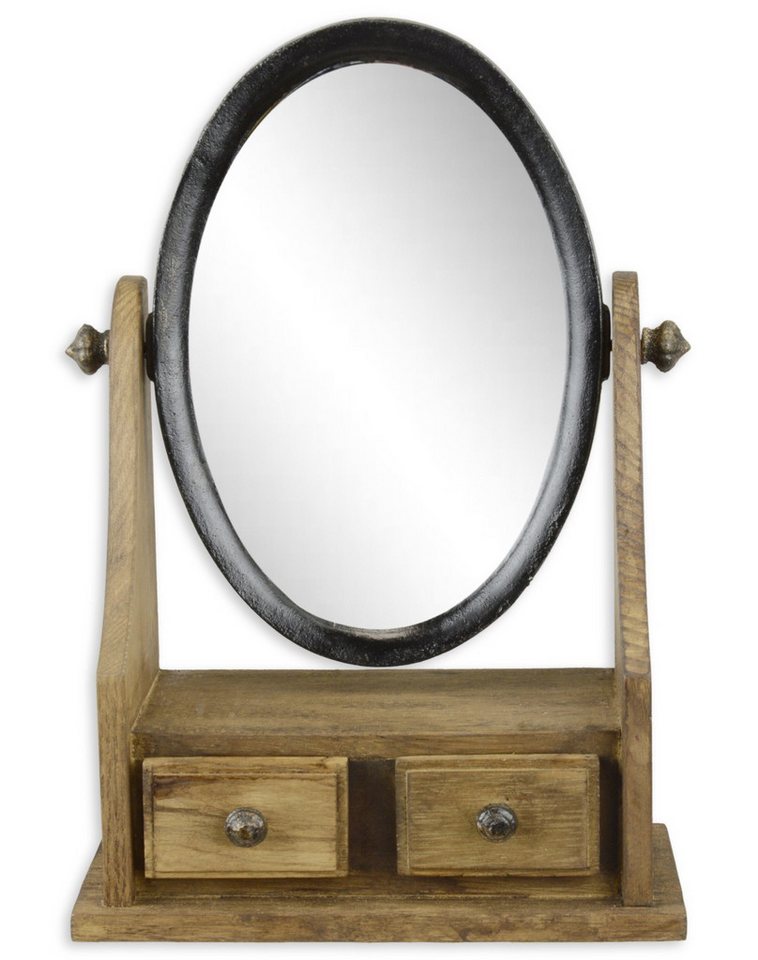 Aubaho Dekoobjekt Ein Miniatur-Schminkspiegel aus Gusseisen und Holz Replikat Retro Desi von Aubaho