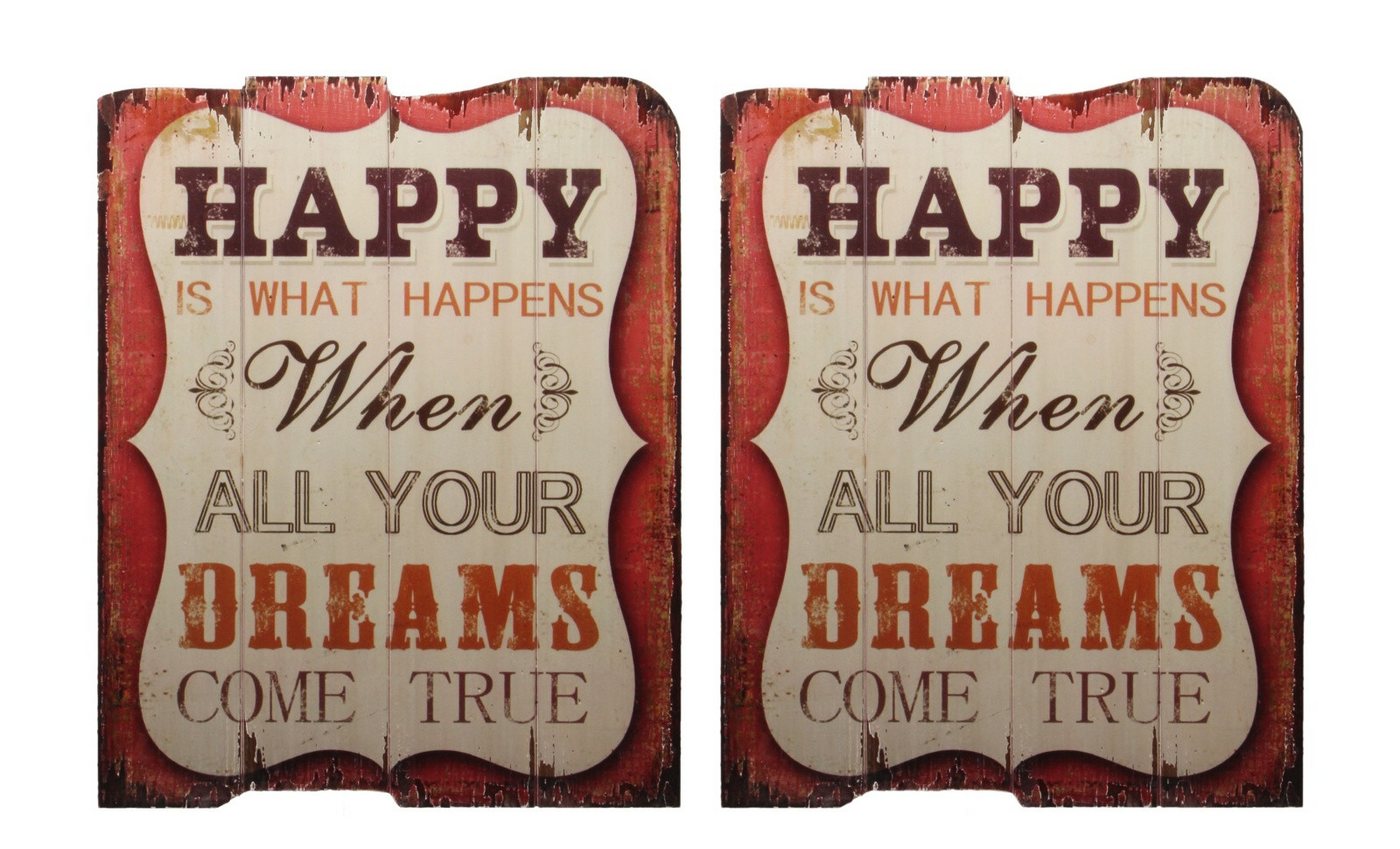 Aubaho Dekoobjekt Ein Paar Vintage-Drucke auf Holz Replikat Retro Design Dekoration von Aubaho