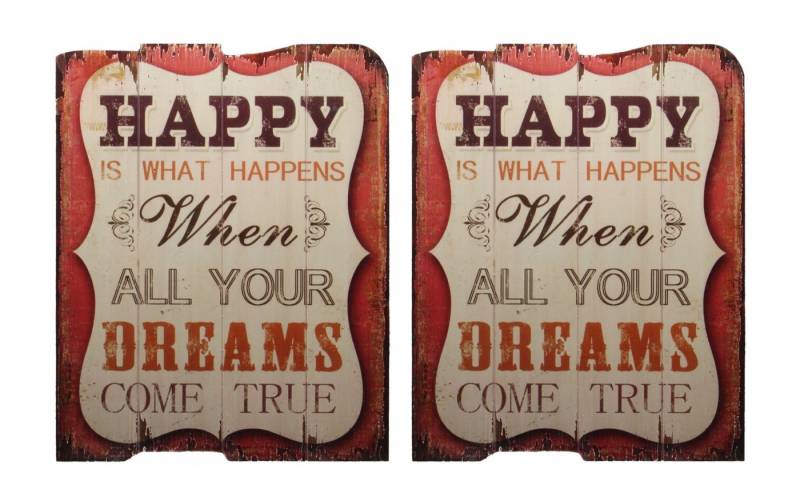 Aubaho Dekoobjekt Ein Paar Vintage-Drucke auf Holz Replikat Retro Design Dekoration von Aubaho