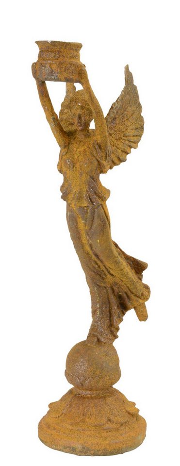 Aubaho Dekoobjekt Ein rostiger Kerzenständer aus Gusseisen in Form eines Engels Replikat von Aubaho