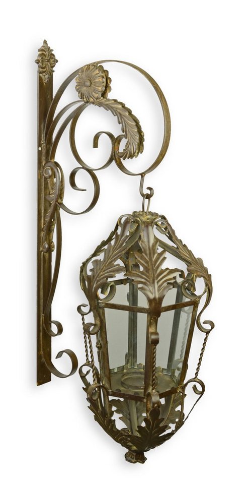 Aubaho Dekoobjekt Eine Laterne mit Wandhalterung - braun Replikat Retro Design Dekorati von Aubaho