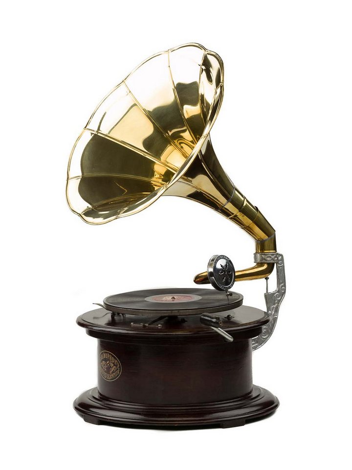 Aubaho Dekoobjekt Grammophon 70cm Schellackplatte Holz Trichter Trichtergrammophon antiq von Aubaho