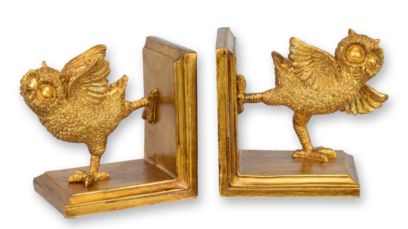 Aubaho Dekoobjekt Paar Buchstützen Eule aus Kunstharz Replikat Retro Design Dekoration von Aubaho
