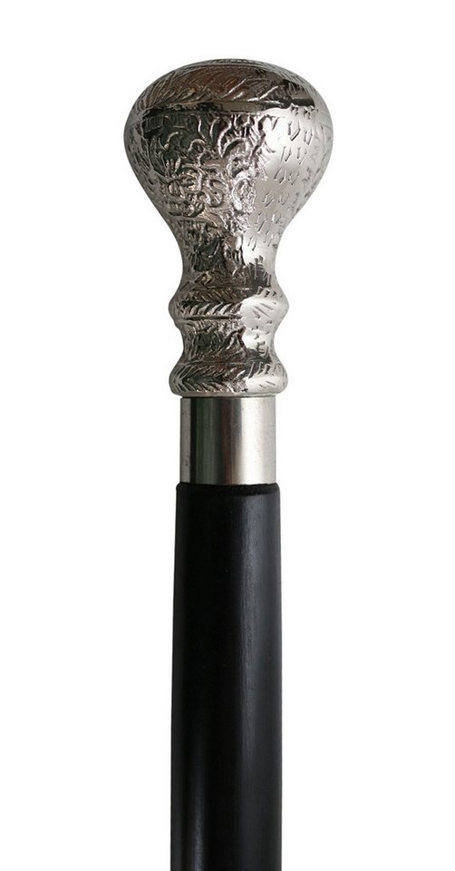 Aubaho Dekoobjekt Spazierstock Kugel Holz Wanderstock Flanierstock silberfarbener Griff von Aubaho