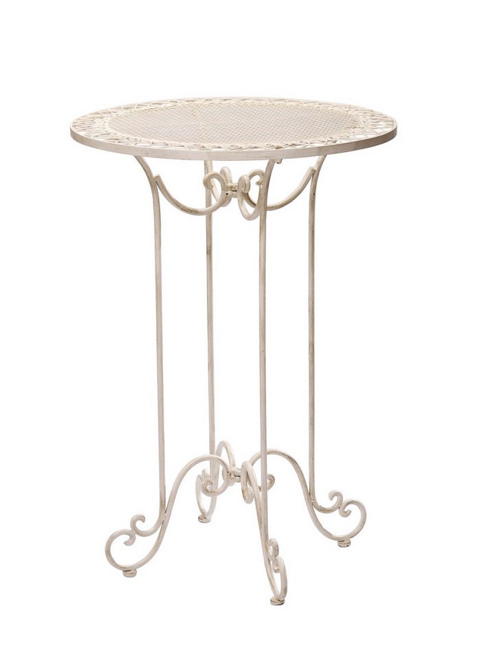 Aubaho Dekoobjekt Stehtisch 101cm Eisen Gartentisch Bistrotisch antik Stil creme weiss i von Aubaho