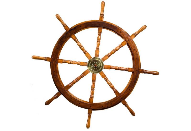 Aubaho Dekoobjekt Steuerrad 105cm Holz Messing Schiff Schiffsrad Schiffssteuerrad Schiff von Aubaho