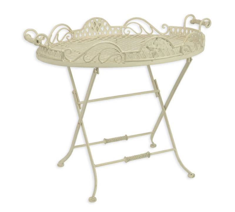 Aubaho Dekoobjekt Tisch Butler's Tray Eisen weiß Klapptisch Retro Design Dekoration von Aubaho