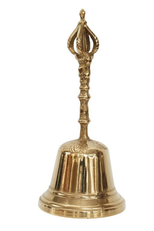 Aubaho Dekoobjekt Tischglocke 20cm Handglocke Krone Glocke Schulglocke Antik-Stil Messin von Aubaho