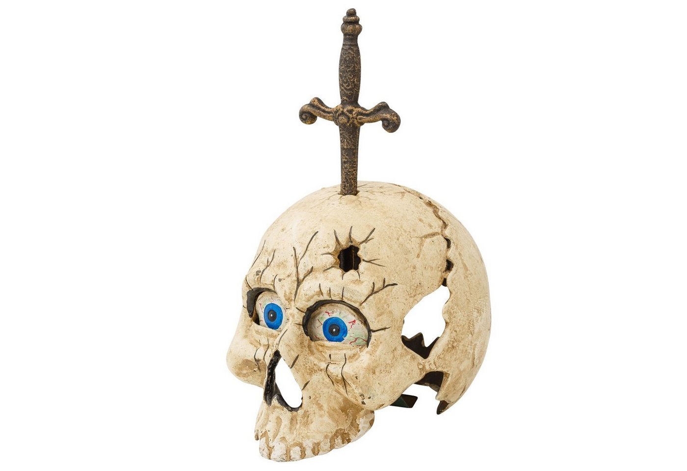 Aubaho Dekoobjekt Totenkopf mit Brieföffner im Schädel Gothic Deko Gusseisen 20cm Antik- von Aubaho