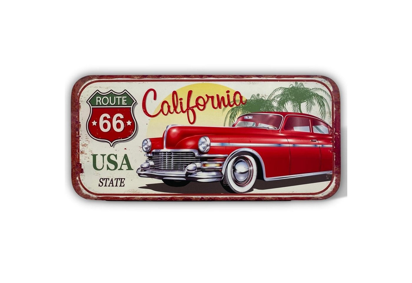 Aubaho Dekoobjekt XXL Blechschild Magnettafel Route 66 USA California Wandschild 100x47c von Aubaho