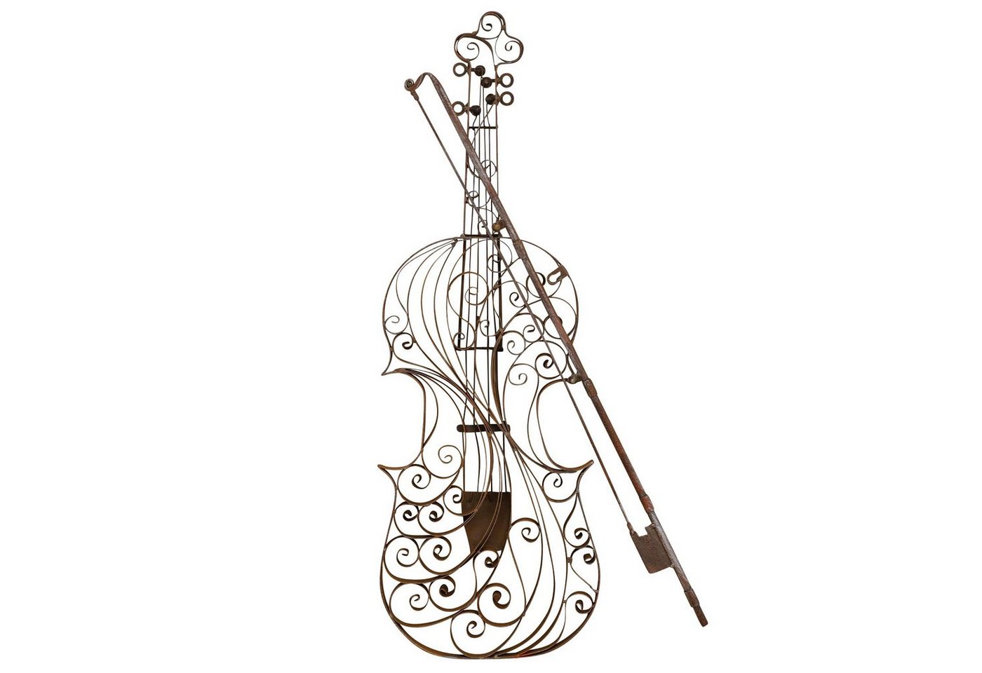 Aubaho Gartenfigur Geige Violine Dekoration Instrument Wanddekoration Metall Modell Garte von Aubaho