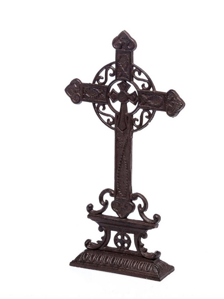 Aubaho Gartenfigur Kreuz Kruzifix im Nostaligie Anitk Stil Eisen 38cm Eisen Deko Iron Cro von Aubaho