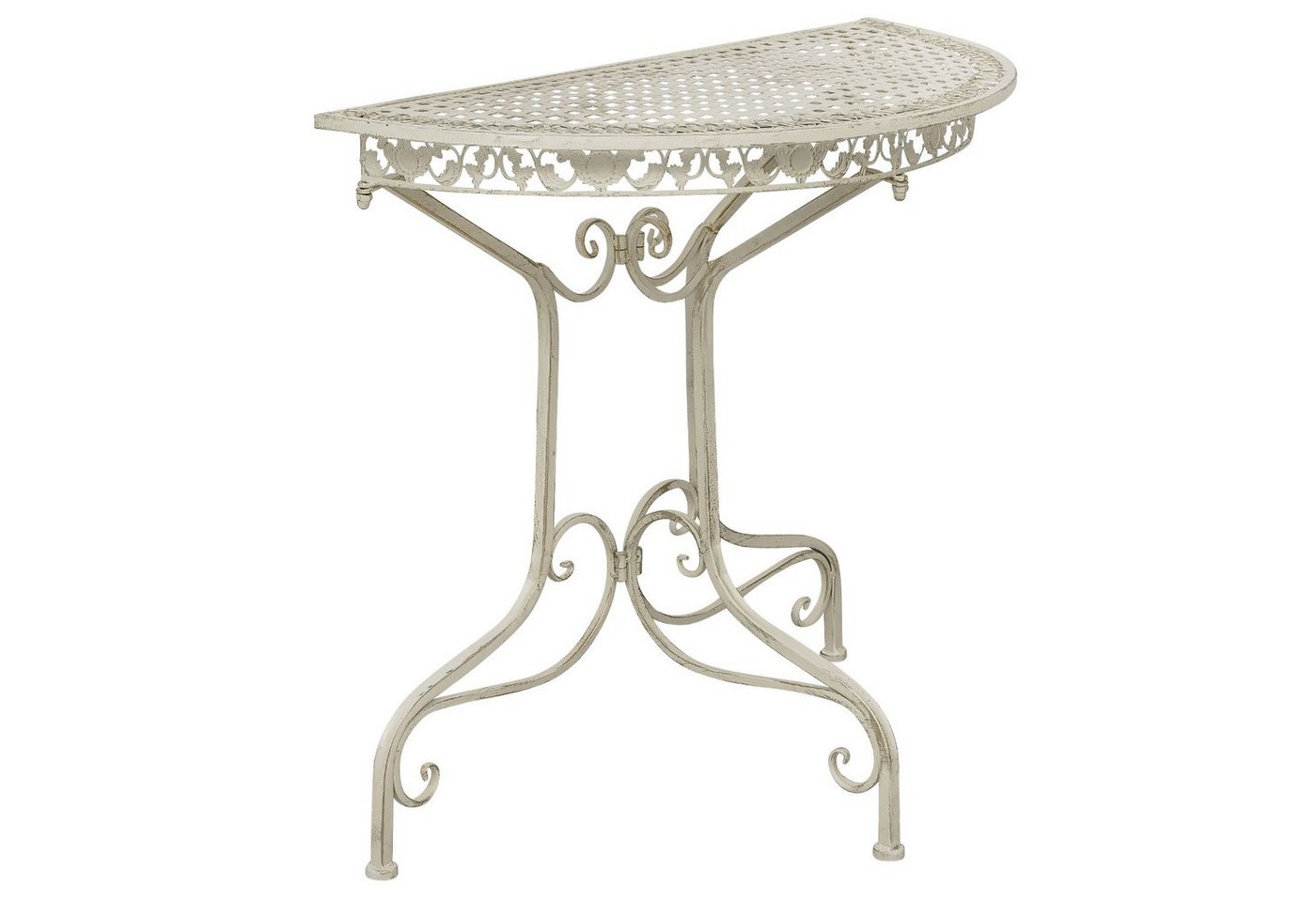 Aubaho Gartentisch Balkontisch Gartentisch Eisen Tisch creme weiss Antik-Stil halbrund Ko von Aubaho