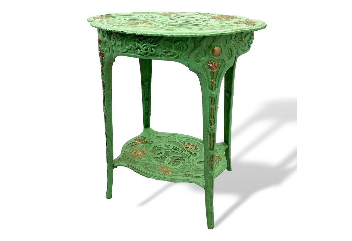 Aubaho Gartentisch Tisch Beistelltisch Eisen grün Blumen Garten Gartentisch Art Nouveau A von Aubaho