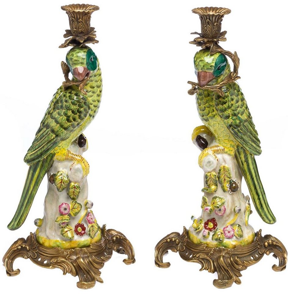 Aubaho Kerzenständer Paar Papagei Kerzenständer Porzellan antik Stil Kerzenleuchter 37cm Ca von Aubaho