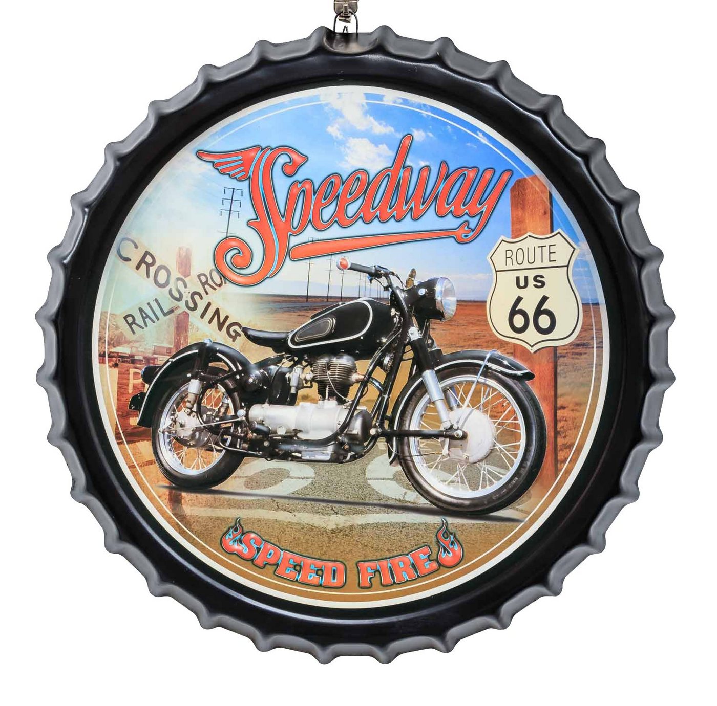 Aubaho Metallschild Blechschild Motorrad Route 66 Speedway Schild 50cm Magnettafel Deko An von Aubaho