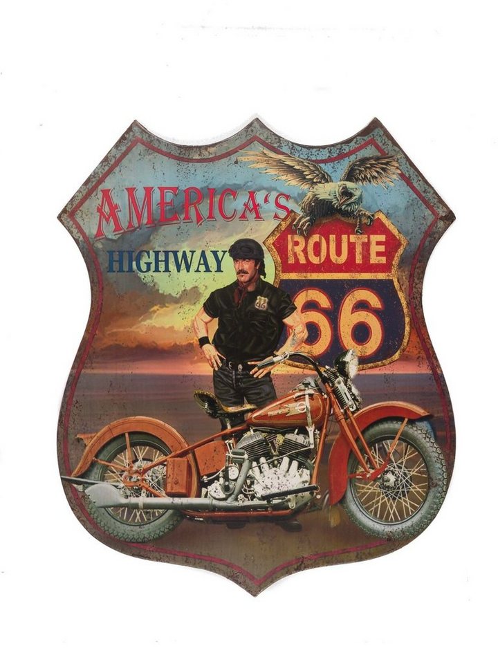 Aubaho Metallschild Blechschild Wandschild Route 66 Magnettafel Highway Amerika USA 80cm N von Aubaho