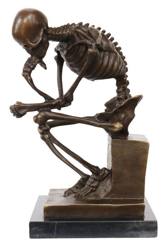Aubaho Skulptur Bronze Skelett Denker Mann Bronze Figur Bronzeskulptur nach Rodin Skul von Aubaho