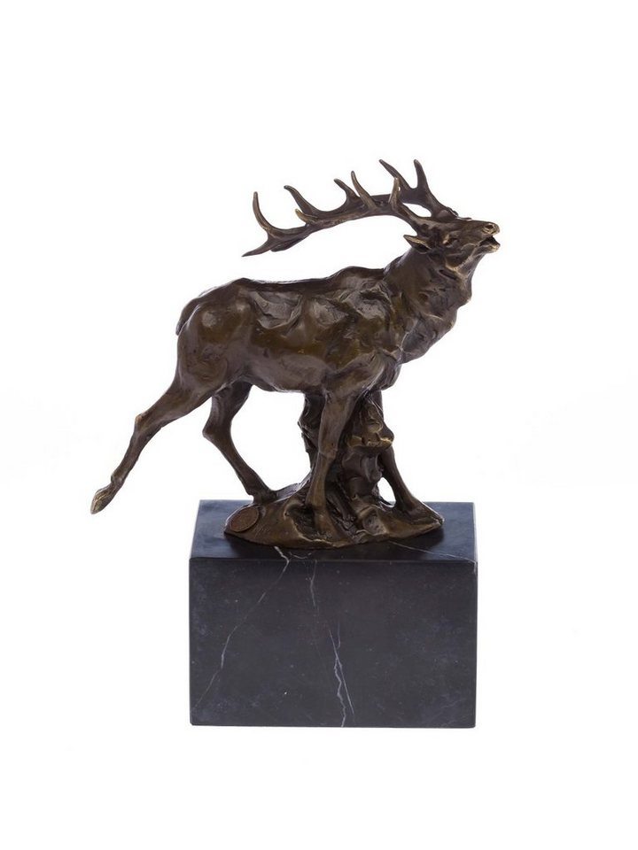 Aubaho Skulptur Bronze röhrender Hirsch Bronzeskulptur Figur Skulptur Jäger Jagd sculp von Aubaho