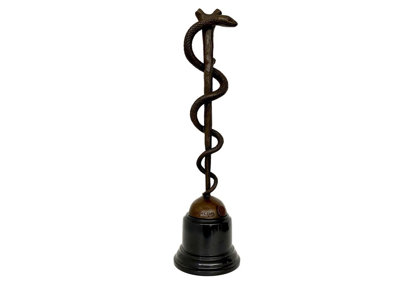 Aubaho Skulptur Bronzeskulptur Äskulapstab Arzt nach Caduceus 38cm Antik-Stil Replik K von Aubaho