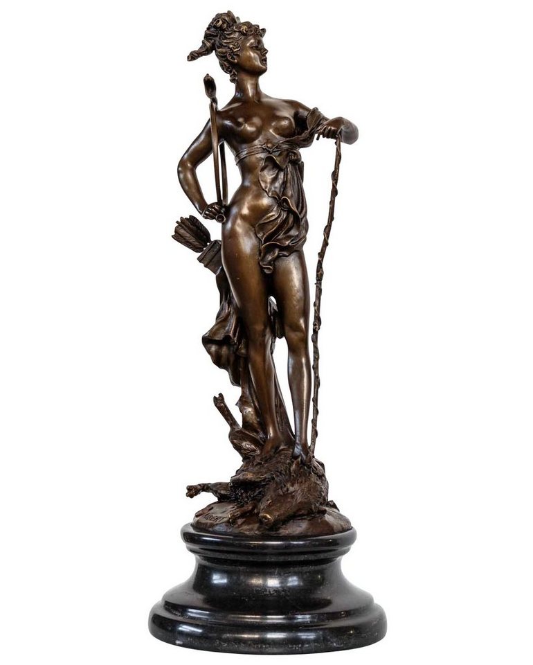 Aubaho Skulptur Bronzeskulptur Diana Jagd Bogen Wildschwein Antik-Stil Bronze Figur St von Aubaho