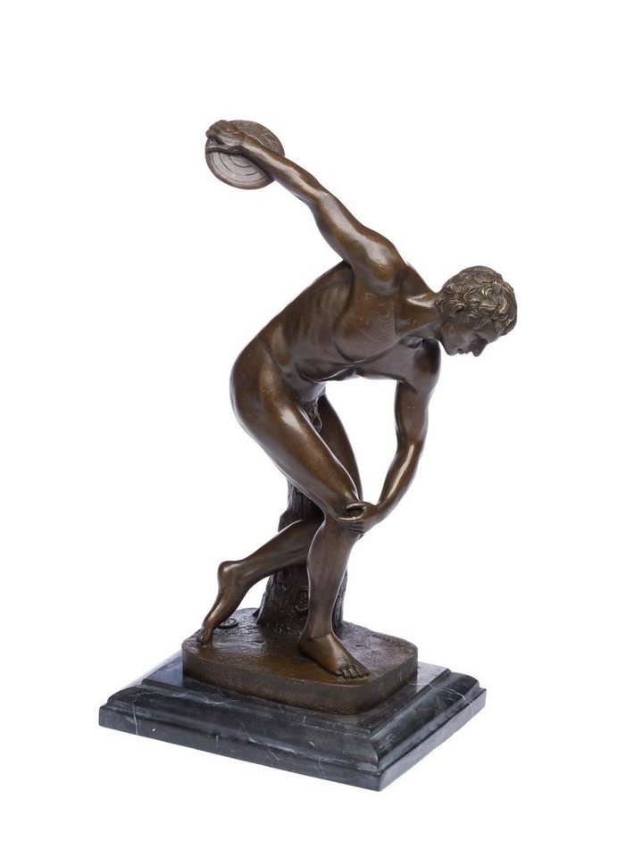 Aubaho Skulptur Bronzeskulptur Diskobolos Kopie nach Myron Diskuswerfer Mann Akt Olymp von Aubaho