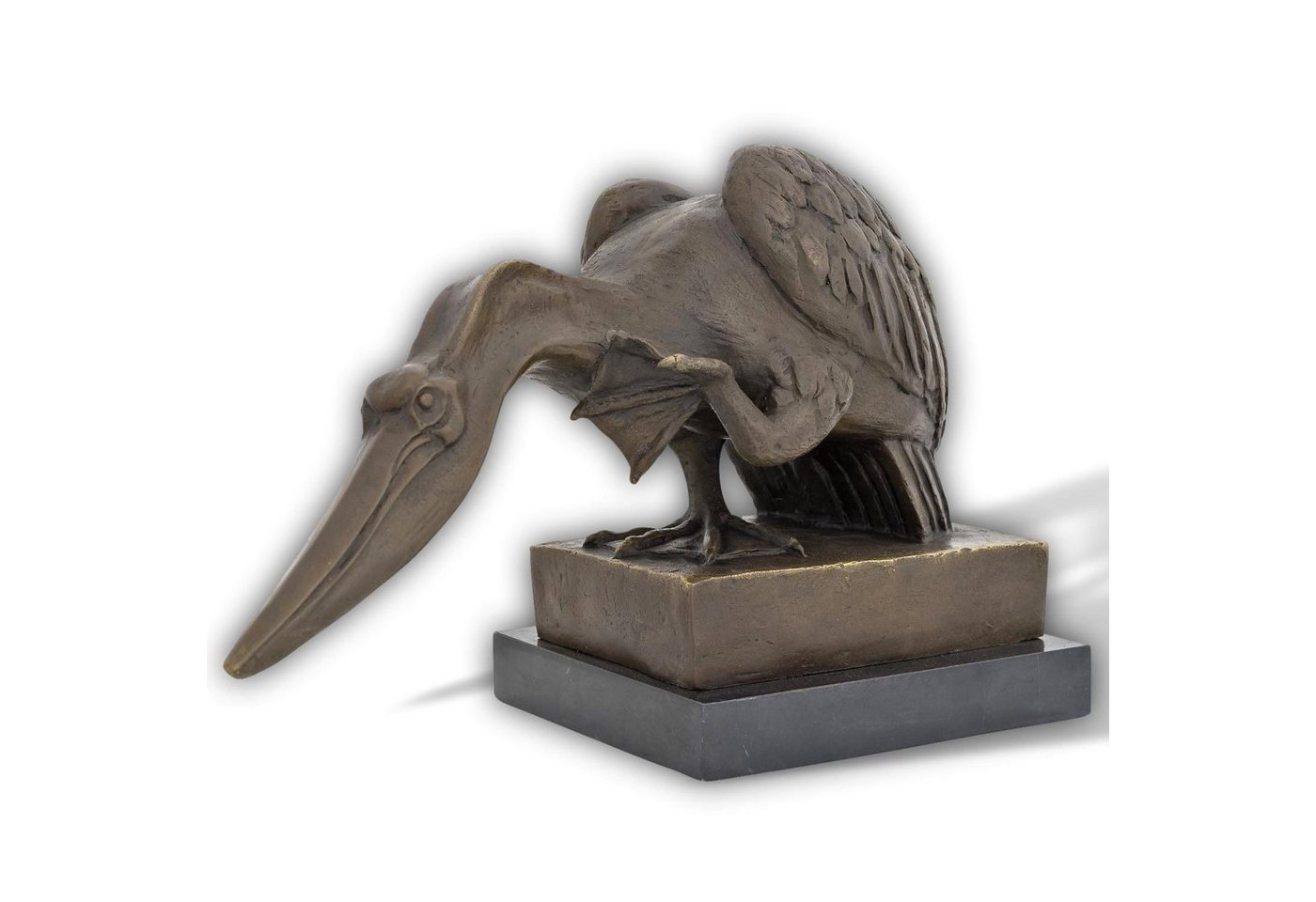 Aubaho Skulptur Bronzeskulptur Pelikan Stein Wasservogel Bronze Figur Statue Antik-Sti von Aubaho