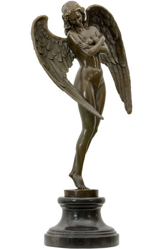 Aubaho Skulptur Bronzeskulptur geflügelte Nacht Engel im Antik-Stil Bronze Figur Statu von Aubaho