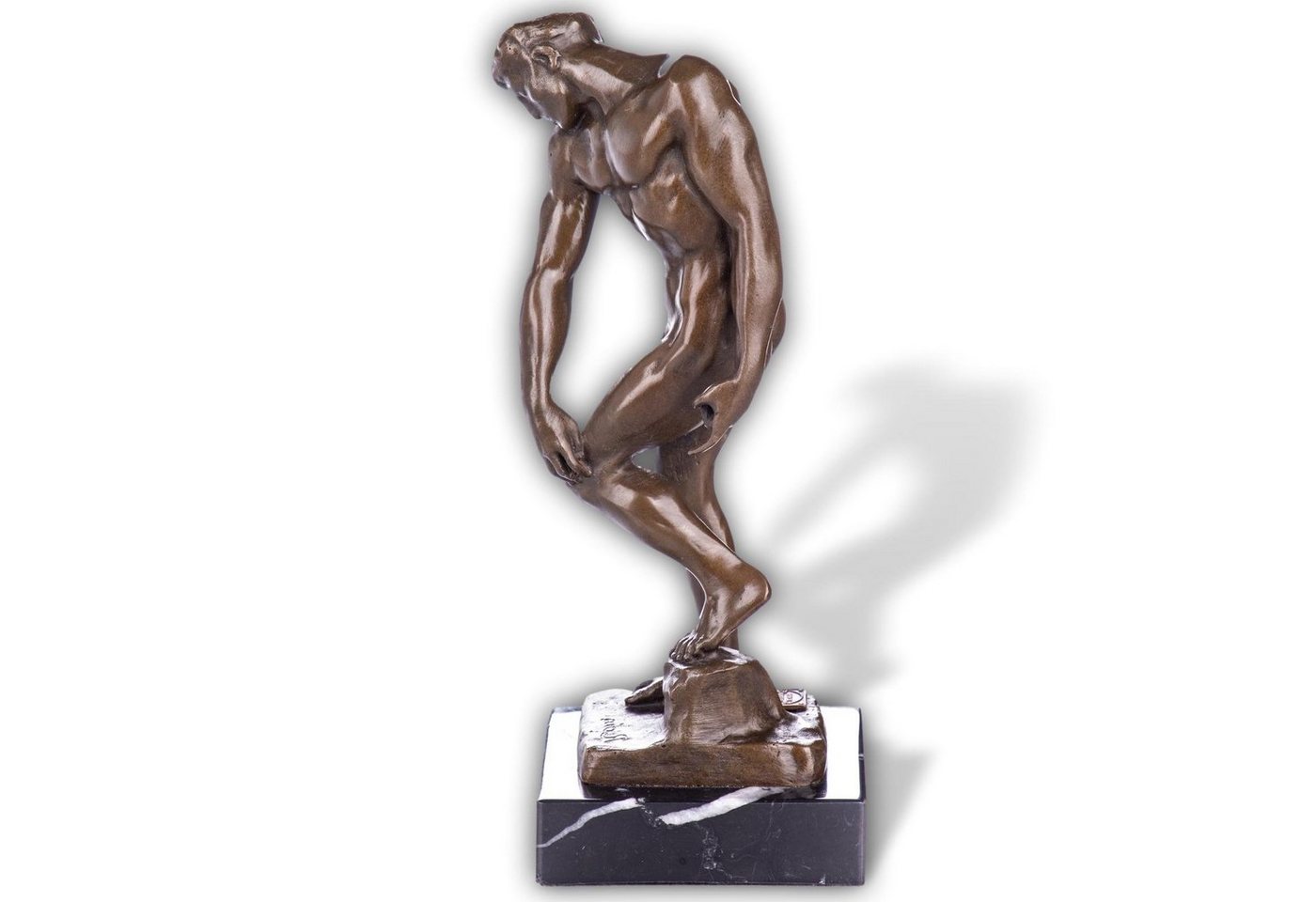 Aubaho Skulptur Skulptur Bronze Figur Akt Adam nach Rodin 20cm Antik-Stil Replik Kopie von Aubaho