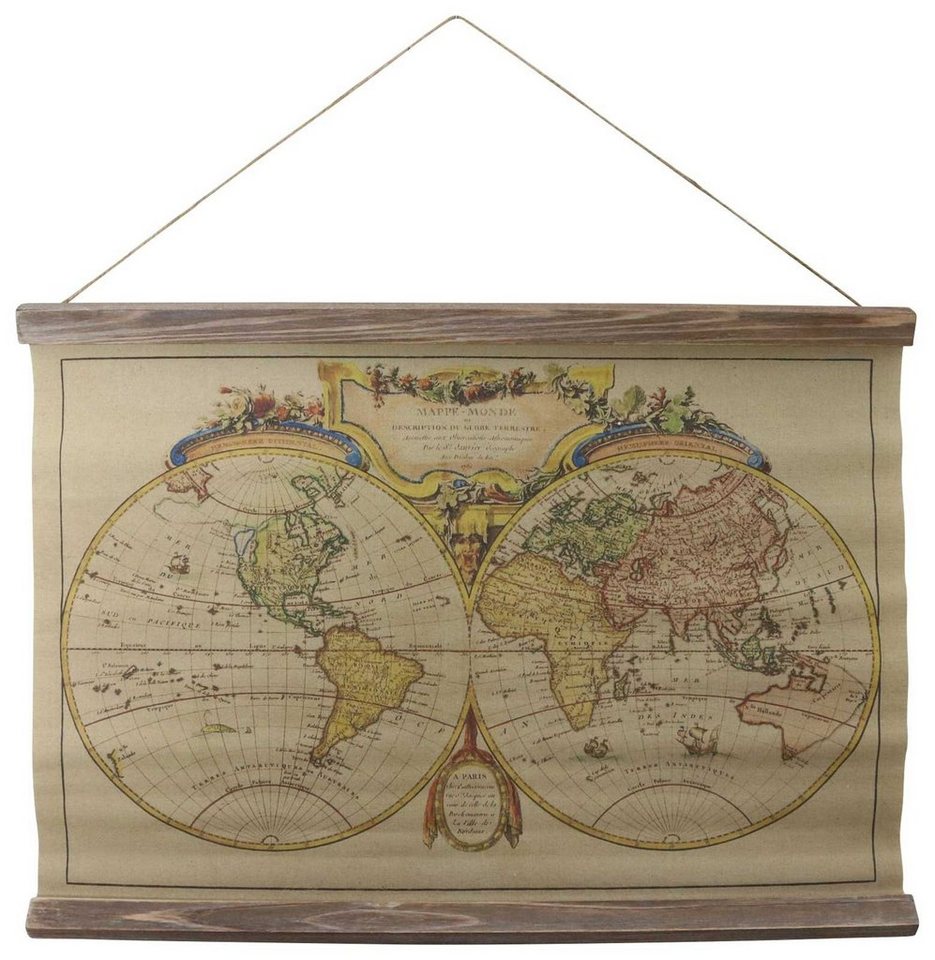 Aubaho Wandbild Landkarte Weltkarte historische Karte Wandkarte Antik-Stil Mappe Monde von Aubaho
