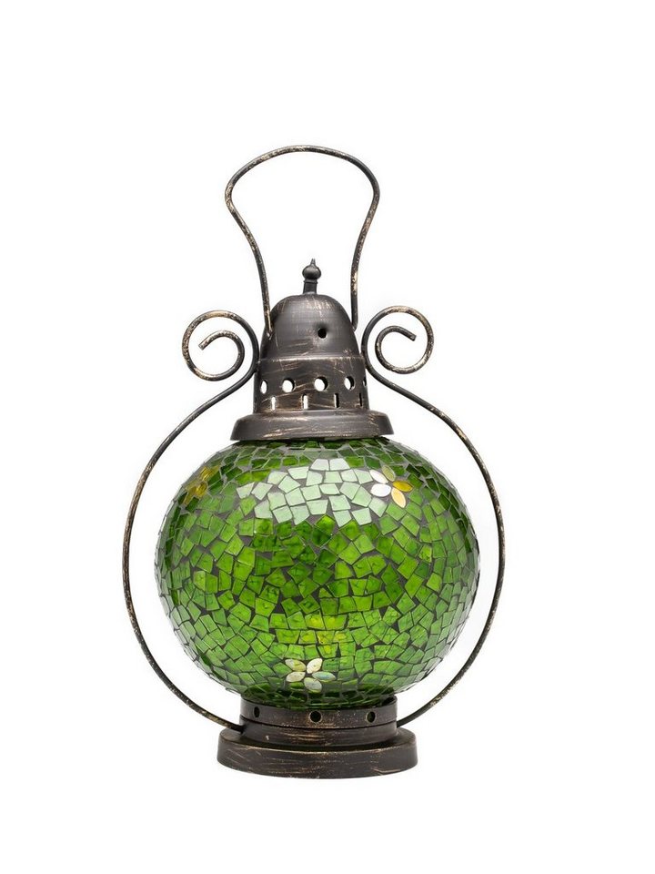 Aubaho Windlicht Windlicht Laterne Lampe Teelicht Garten Terasse Haus Glas Buntglas grü von Aubaho