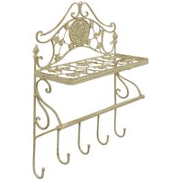 Garderobe Eisen Regal Wandregal Wandgarderobe Garten Antik-stil Creme Weiß Garderobe Eisen Regal Wandregal Wandgarderobe Garten Antik-stil Creme Weiß von Aubaho
